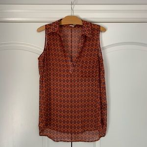 COPY - ❤️Pleione Blouse Collared Sheer Orange Navy S